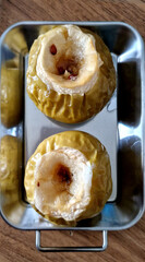 Baked Green Apples with honey. Healthy Snack. Healthy Food.