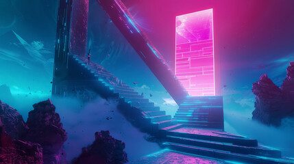 Climbing the Levels of Gaming Addiction - A Surreal Digital Artwork