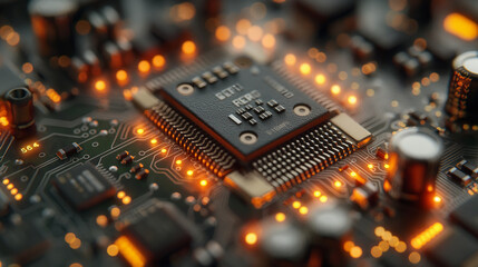 close up of computer circuit board