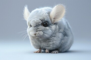 Depicting a baby chinchilla illustration , high quality, high resolution