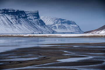 Iceland. Snowy mountain range
