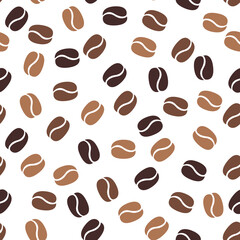 Vector seamless pattern of coffee beans on a white background