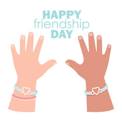 Two children's hands with bracelets on World Friendship Day 