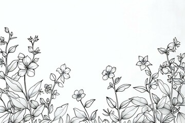 Oneline art, flowers vine, high quality, high resolution