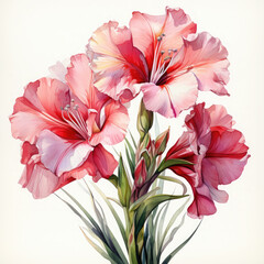 Obraz premium Watercolor Gladiolus Illustration, Generative Ai