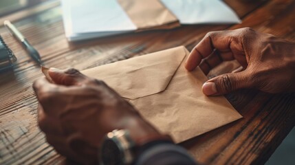 A Man Handling an Envelope