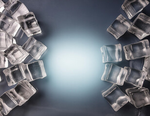 Translucent Ice Cubes with Blue Light Background