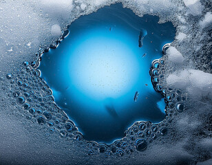Snow and Melting Water Droplets with Blue Light