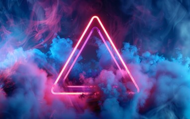 Neon triangle amidst a mystical blue and purple haze.
