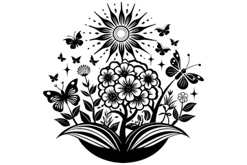 Flower silhouette art design.