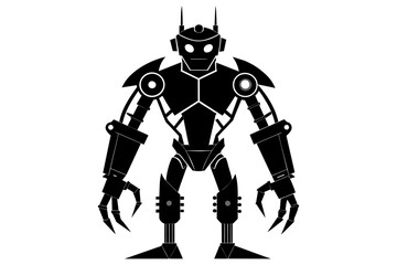 Fototapeta premium Robot silhouette flat vector art design.