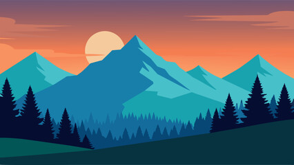 Beautiful landscape with trees forest and mountains stock illustration