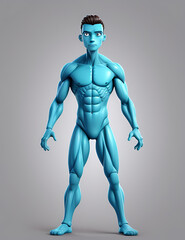 Closeup of Conceptual anatomy of healthy human body with muscle set of human body, isolated plain background, alien