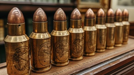 Bullets adorned with intricate world map textures for a unique and stylish display