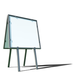 A digital drawing of a blank advertising billboard on a tripod stand. 3d image
