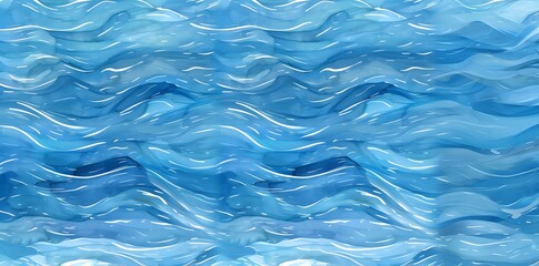 Fototapeta premium Handcrafted watercolor waves with a serene blue and white motif, meticulously drawn to create an appealing background or banner artwork