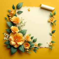 FLOWERY BACKGROUND WITH WRITING PAPER