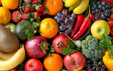 Vibrant assortment of fresh fruits and vegetables.
