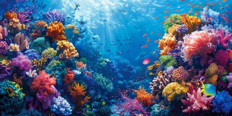 Colorful coral reef teeming with life in a breathtaking underwater paradise
