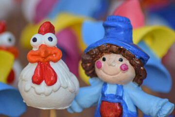 Chicken and girl miniature toy