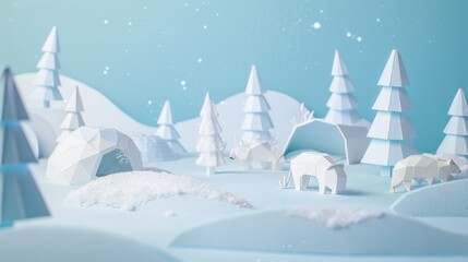 Enhanced Contrast Paper Craft Winter Wonderland Scene