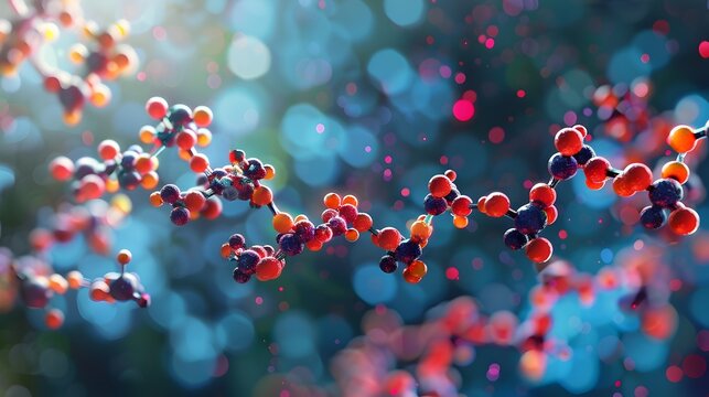 Vibrant 3D Rendered Visualization of a Neurotransmitter Precursor Molecule Structure