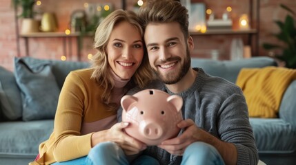 A Couple Holding a Piggybank Together