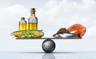 Omega 6 to 3 Ratio and omega-6 fatty acids from corn and sybean oil versus fatty fish as salmon sardines and flaxseeds consumption as omega-3 nutrition.
