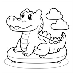 Vector illustration of cute Alligator coloring page for kids