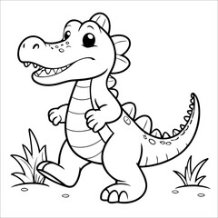 Vector illustration of cute Alligator coloring page for kids