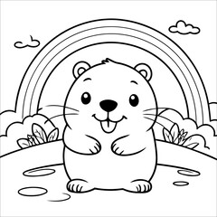 Vector illustration of cute Beaver coloring page for kids