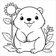 Vector illustration of cute Beaver coloring page for kids