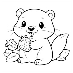 Vector illustration of cute Beaver coloring page for kids