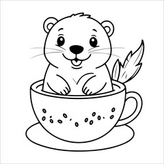 Vector illustration of cute Beaver coloring page for kids