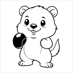 Vector illustration of cute Beaver coloring page for kids