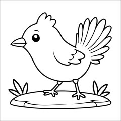 Vector illustration of cute Bird coloring page for kids
