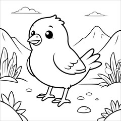 Vector illustration of cute Bird coloring page for kids