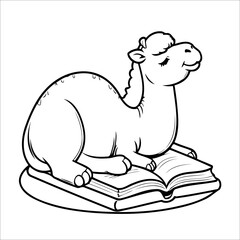 Vector illustration of cute Camel coloring page for kids