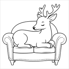Vector illustration of cute Deer coloring page for kids