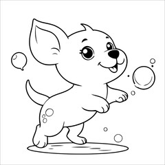 Vector illustration of cute Puppy coloring page for kids