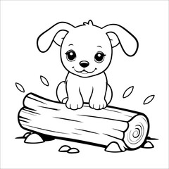 Vector illustration of cute Puppy coloring page for kids