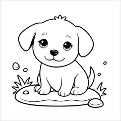 Vector illustration of cute Puppy coloring page for kids