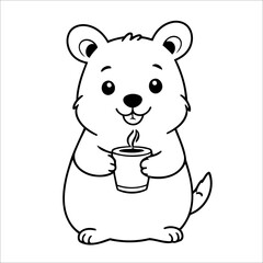 Vector illustration of cute Quokka coloring page for kids