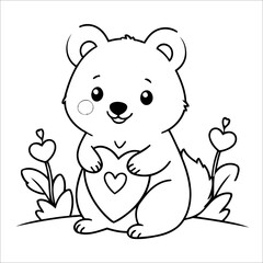 Vector illustration of cute Quokka coloring page for kids
