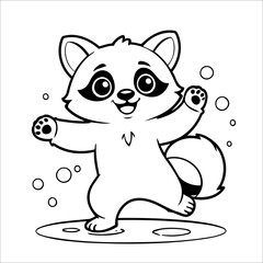 Vector illustration of cute Raccoon coloring page for kids