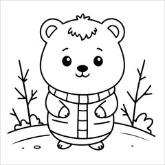 Vector illustration of cute Quokka coloring page for kids