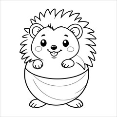 Vector illustration of cute Hedgehog coloring page for kids
