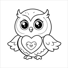 Vector illustration of cute Owl coloring page for kids