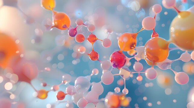 Colorful 3D Rendered Infographic of Different Lipid Chemical Structures
