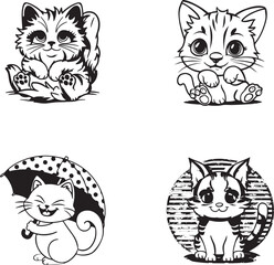 set of cartoon cats  vector